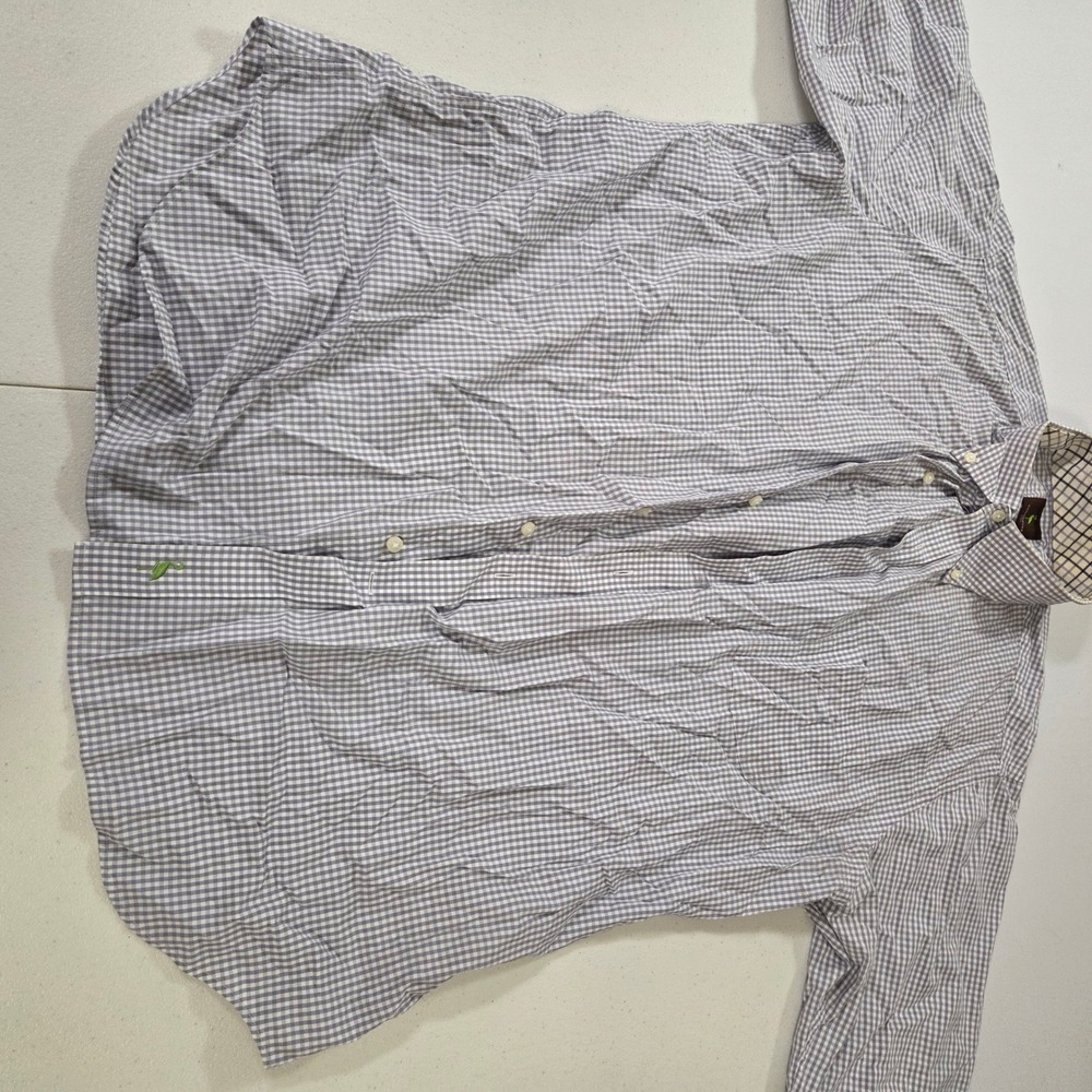Tailorbyrd Mens XXL Purple White Gingham Check Button Down Long Sleeve Shirt